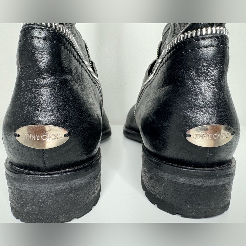 Jimmy Choo Dakar Crinkled Leather Mid Calf Boots -Luxury and Style in Every Step - Picture 4 of 10